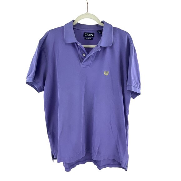 Chaps Mens Short Sleeve Polo Shirt L Purple Stretch Cotton Blend Casual Golf - Picture 8 of 8
